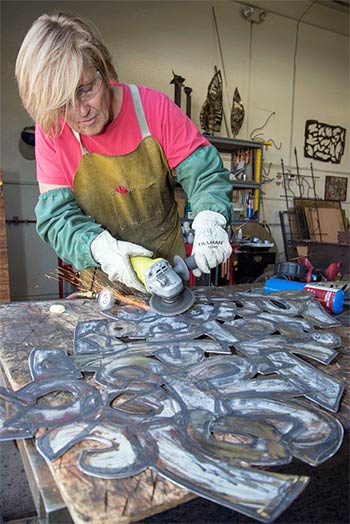 Joan Waters at work in her studio